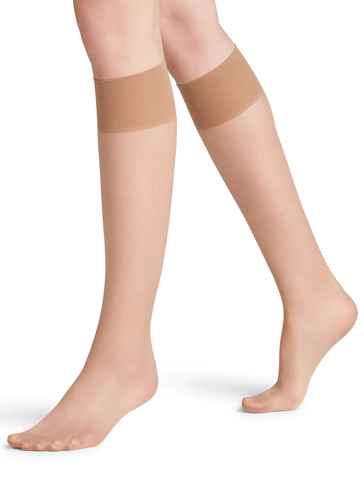 FALKE | Kniestrümpfe Seidenglatt 15 DEN marine | beige